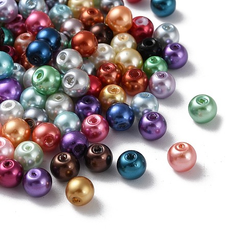 Baking Paint Pearlized Glass Pearl Round Bead Strands HY-Q004-6mm-M-1