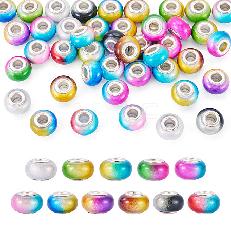44Pcs 11 Colors Two Tone Opaque Resin Rondelle European Beads RESI-TA0005-48-1