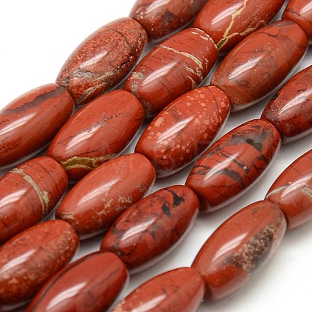 Oval Natural Red Jasper Beads Strands G-P062-04-1