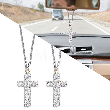 2Pcs Rhinestone Cross Pendant Decoraions HJEW-JOY0001-04-1