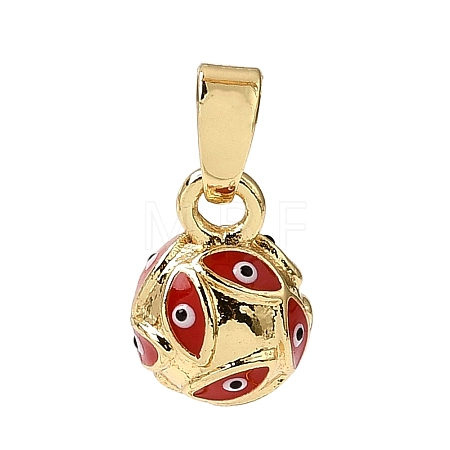 Brass with Red Enamel Charms KK-CBAA632-39G-1