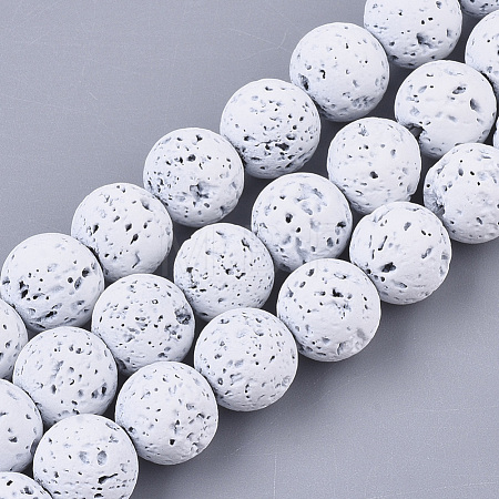 Spray Painted Natural Lava Rock Beads Strands G-N0324-C-10-1