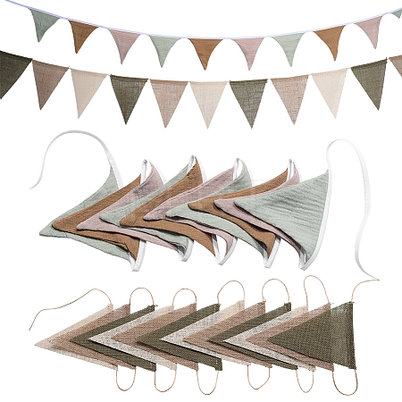 3Pcs 2 Styles Linen & Twine Pennant Flags Banners DIY-WR0005-42-1
