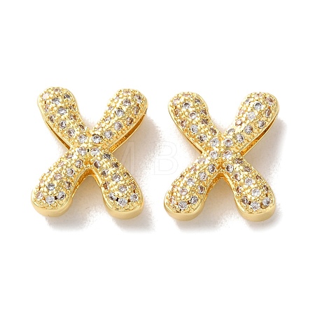 Rack Plating Brass Micro Pave Cubic Zirconia Slide Charms KK-C084-34G-X-1