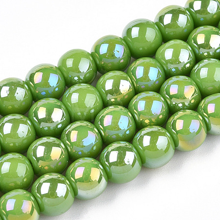 Electroplate Opaque Glass Beads Strands X-GLAA-T032-P6mm-AB06-1