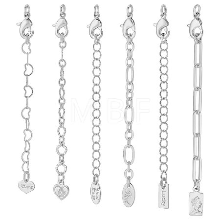 6Pcs 6 Styles Brass Ends with Chain FIND-PH0060-21P-1