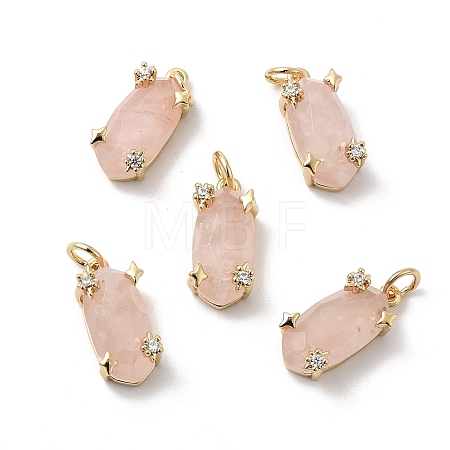 Faceted Natural Rose Quartz Pendants X-KK-Z137-14G-01-1