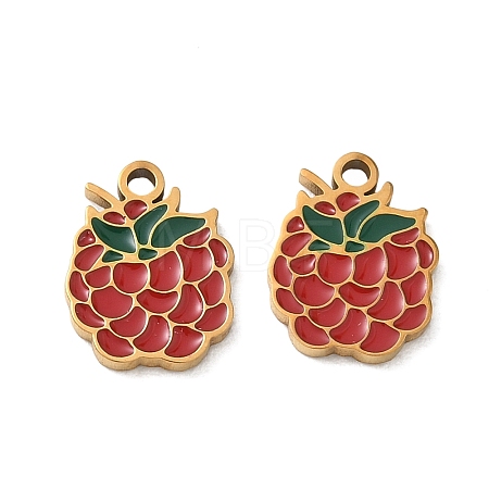 Fruit 304 Stainless Steel Enamel Pendants SA-CBA49D2-11G-15-1