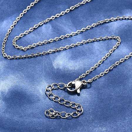 Non-Tarnish 304 Stainless Steel Cable Chain Necklace STAS-T040-PJ204-45-1