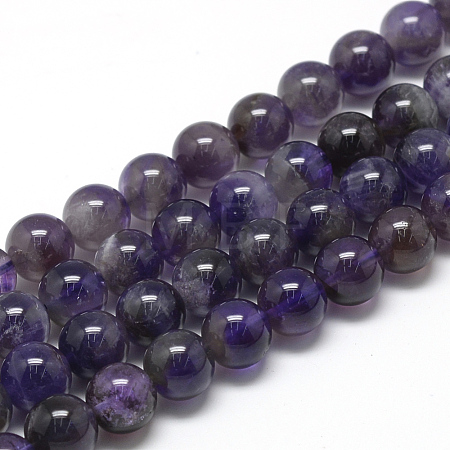 Natural Amethyst Beads Strands X-G-R446-8mm-20-1