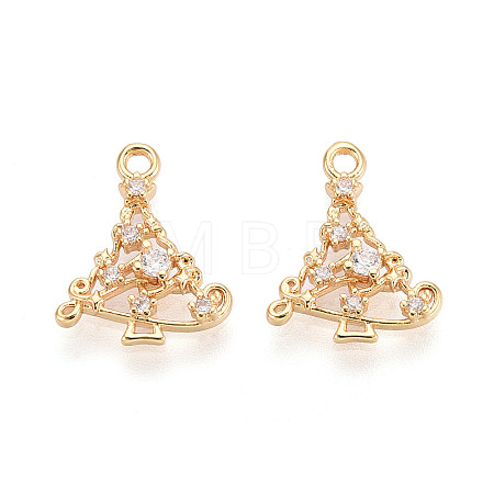 Brass Micro Pave Cubic Zirconia Charms KK-N263-146A-G-1