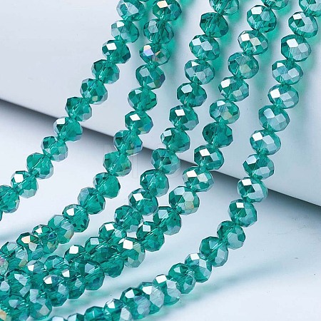 Electroplate Glass Beads Strands X-EGLA-A034-T8mm-B04-1