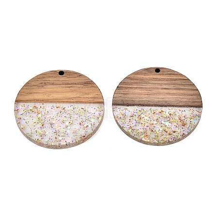 Epoxy Resin & Walnut Wood Pendants RESI-T057-10B-1