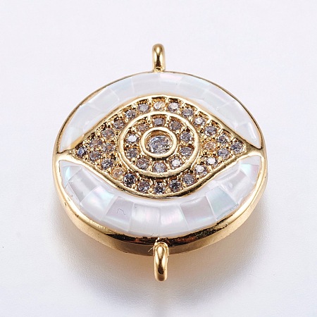 Brass Micro Pave Cubic Zirconia Links ZIRC-F077-11G-1