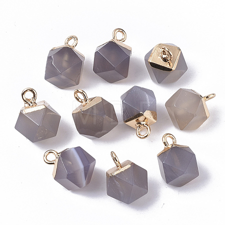 Natural Grey Agate Charms X-G-S359-015D-1