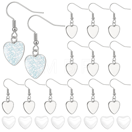 DIY 304 Stainless Steel Heart Dangle Earring Making Kits EJEW-UN0003-34-1