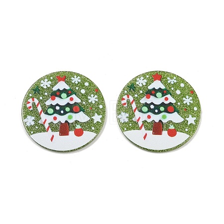 Christmas Themes Opaque Printed Acrylic Pendants OACR-B037-04-1