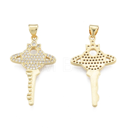 Brass Micro Pave Clear Cubic Zirconia Pendants KK-G431-21G-1