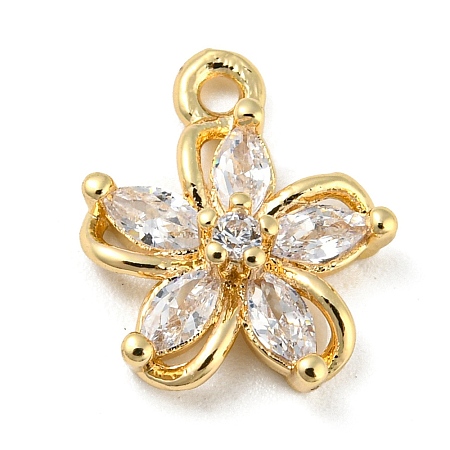Brass with Clear Cubic Zirconia Charms KK-G478-02C-KCG-1
