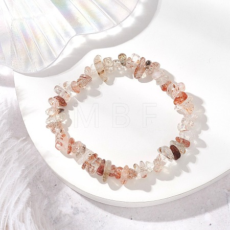 Natural Black Gold Rutilated Quartz Chip Beaded Stretch Bracelets for Children BJEW-JB11891-1