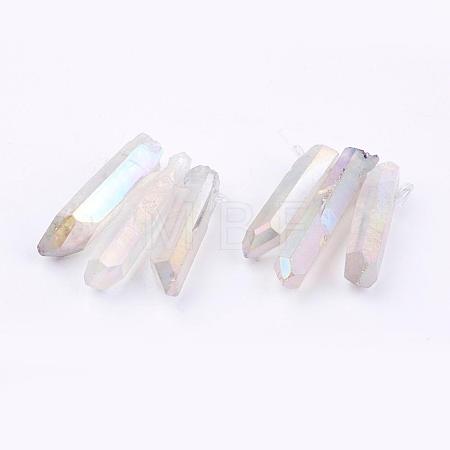 Electroplated Natural Quartz Crystal Graduated Beads Strands G-P315-A10-1