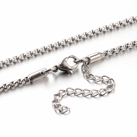 Tarnish Resistant 304 Stainless Steel Box Chain Necklaces STAS-M174-001-A-1