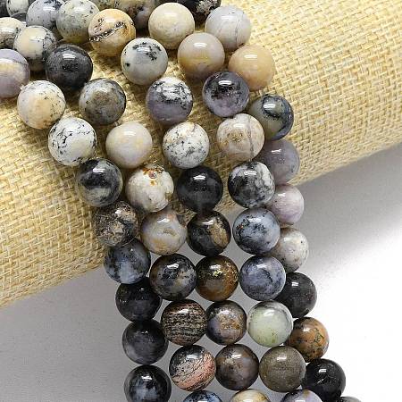 Natural Dendritic Opal Beads Strands G-R494-A23-04A-1