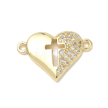 Brass Micro Pave Clear Cubic Zirconia Connector Charms KK-E796-05G-1