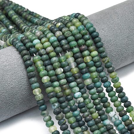 Natural Moss Agate Beads Strands G-P575-A24-6x4mm-1