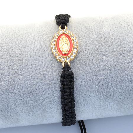Religion Alloy Rhinestone and Enamel Link Bracelets FS-WG5574D-15-1