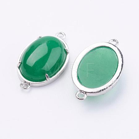 Brass Natural Jade Links connectors G-E398-04I-1