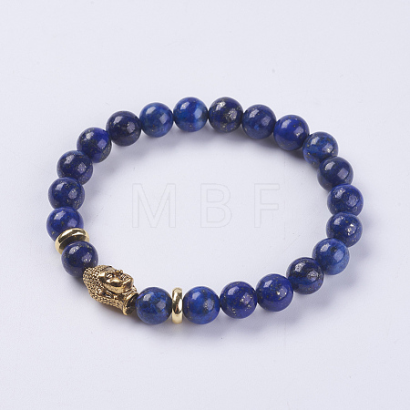 Natural Lapis Lazuli Beads Stretch Bracelets BJEW-E325-D36-1