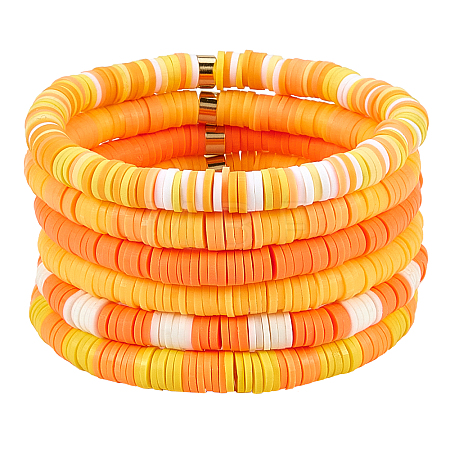 Handmade Polymer Clay Heishi Beads Stretch Bracelets Sets BJEW-JB05902-01-1