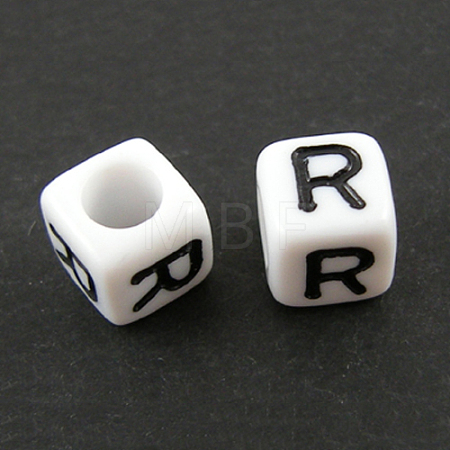 Letter Acrylic European Large Hole Beads X-OPDL-R050-10mm-R-1