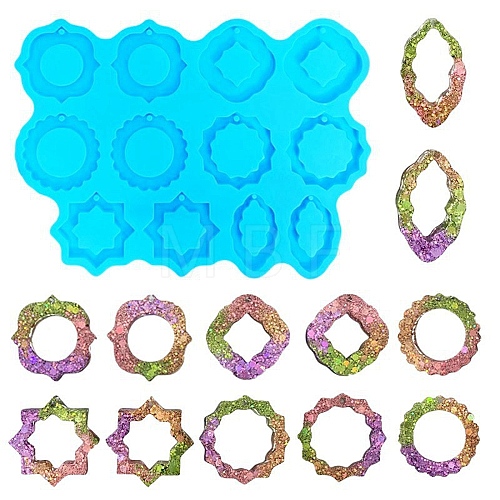 Rhombus & Star & Oval Shape DIY Pendant Silicone Molds DIY-M048-05-1