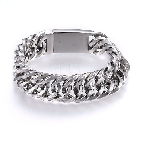 Tarnish Resistant 304 Stainless Steel Curb Chains Bracelets BJEW-E346-24P-1