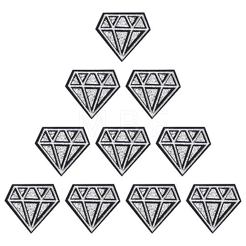 Diamond Computerized Embroidery Cloth Iron On/Sew On Patches AJEW-WH0029-39-1