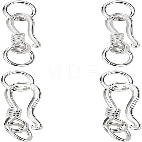 4 Sets 2 Size 925 Sterling Silver S-Hook Clasps STER-BC0001-53-1