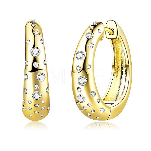 Brass Micro Pave Cubic Zirconia Hoop Earring EJEW-BB66970-1