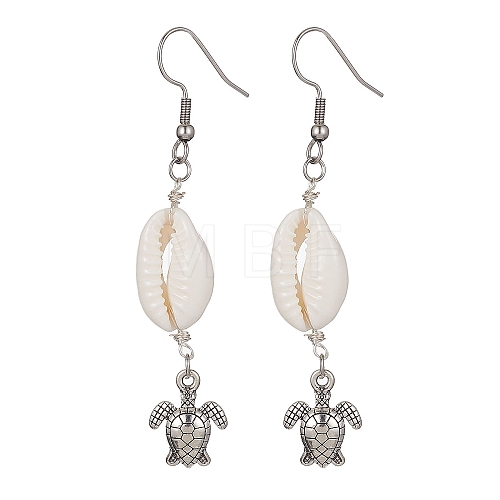 Natural Shell Dangle Earrings EJEW-JE05441-04-1