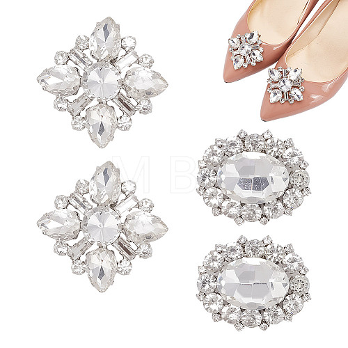 ARRICRAFT 2 Pairs 2 Style Glass Rhinestone Shoe Decorations AJEW-AR0001-78B-1