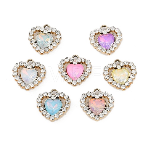 UV Plating Alloy with Mixed Color Glass Rhinestone Pendants FIND-M018-37G-1