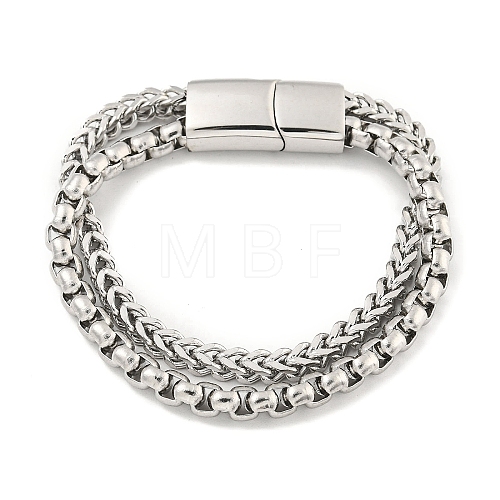 Tarnish Resistant 201 Stainless Steel Multi-Strand Chains Bracelets BJEW-F473-05P-01-1