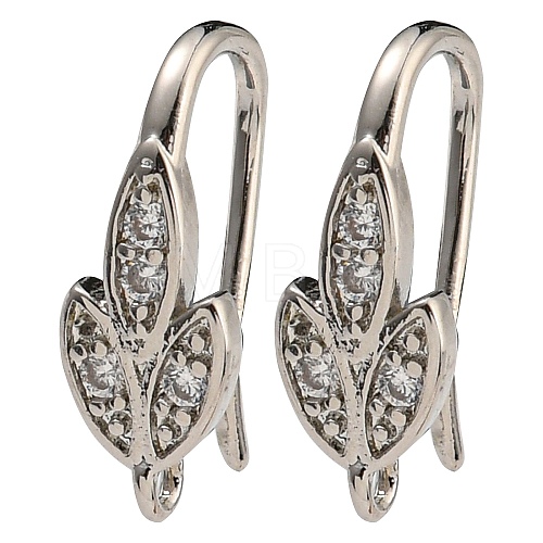 Brass Micro Pave Clear Cubic Zirconia Earring Hooks KK-R149-19P-1