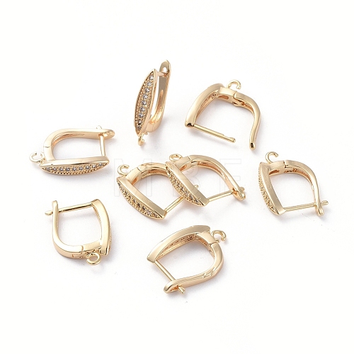 Brass Hoop Earring Findings with Latch Back Closure ZIRC-L077-035G-1