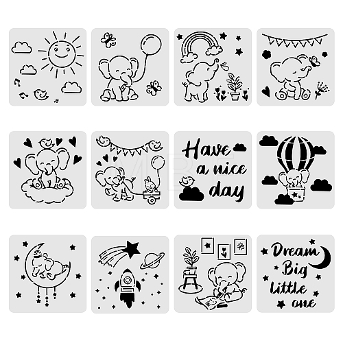 Large Plastic Reusable Drawing Painting Stencils Templates Sets DIY-WH0172-078-1