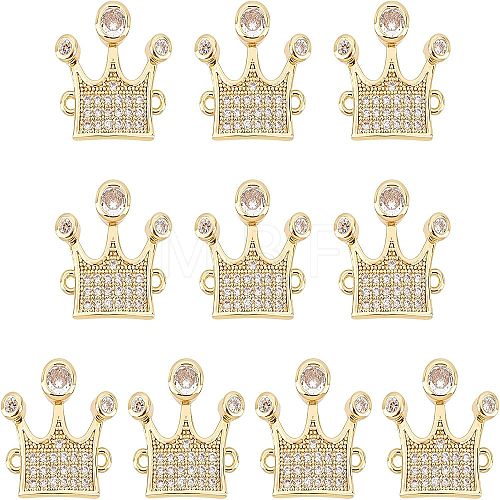  10Pcs Brass Micro Pave Clear Cubic Zirconia Links ZIRC-NB0001-94-1