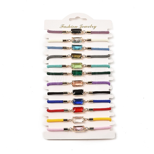 12Pcs 12 Colors Polyester Bracelets BJEW-P340-13D-G-1