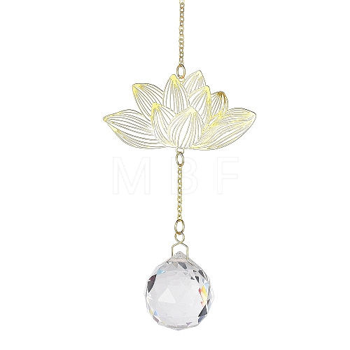 Brass Hollow Lotus Hanging Ornaments HJEW-E012-03G-01-1