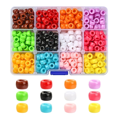 480Pcs 12 Colors Opaque Acrylic European Beads SACR-YW0001-42-1